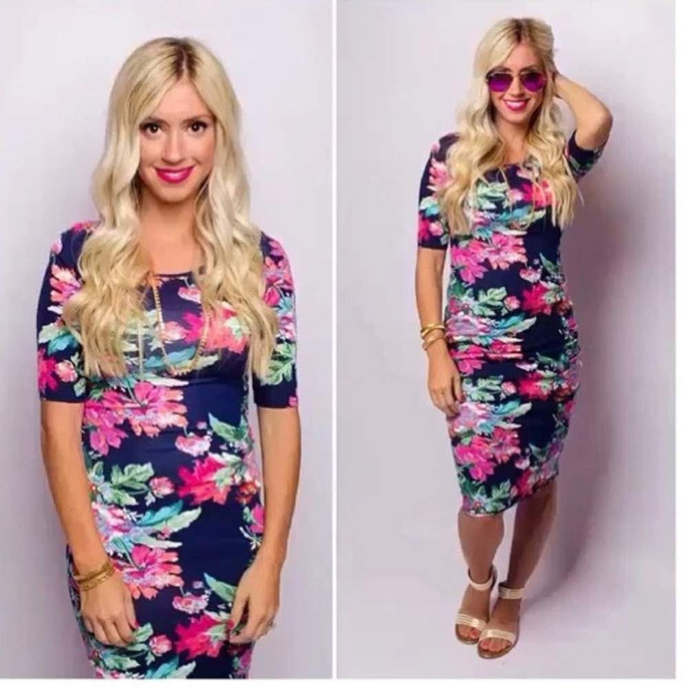 Poppy and Dot Bright Floral Midi Dress Size M